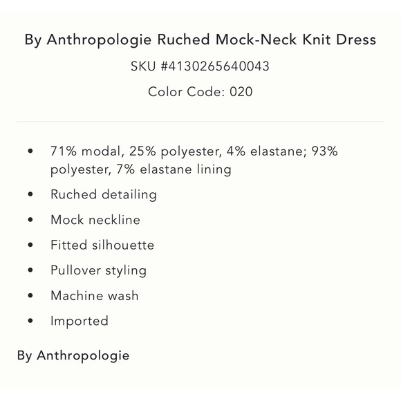 Anthropologie Ruched Mock Neck‎ Knit Dress Cocoa Plum Fitted Sleeveless Bodycon - Picture 3 of 11